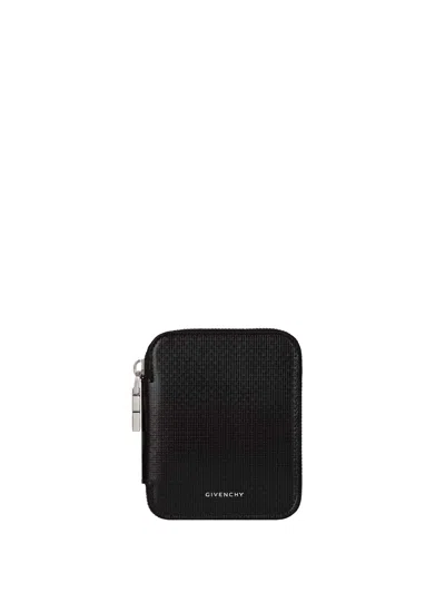 Givenchy Slim Textured Compact Wallets In Black