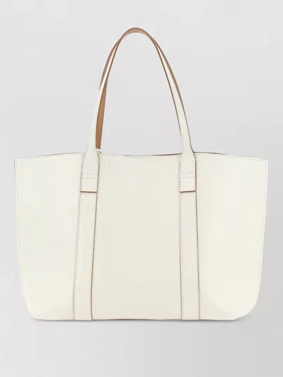 Hogan Script Shopping Tote Bag Top Handles Strap In White