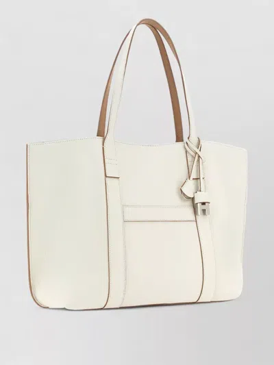 Hogan Script Shopping Tote Bag Top Handles Strap In White