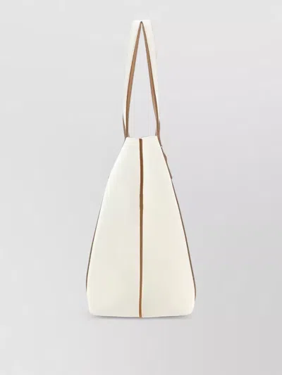 Hogan Script Shopping Tote Bag Top Handles Strap In White