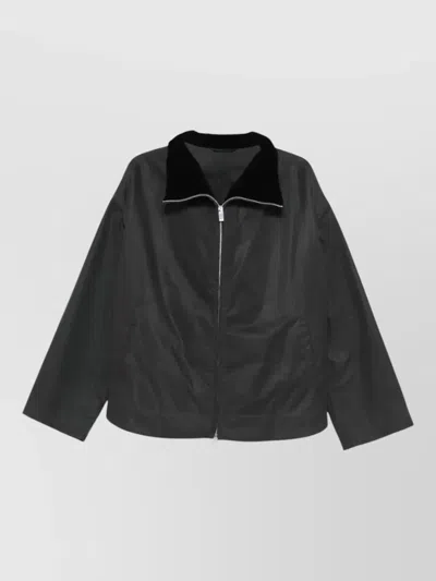Totême Black Solid Zipped Jacket In Black
