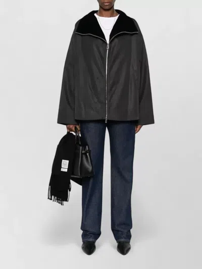 Totême Black Solid Zipped Jacket In Black