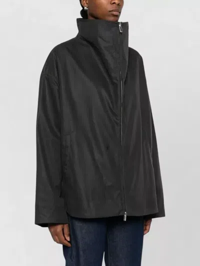Totême Black Solid Zipped Jacket In Black