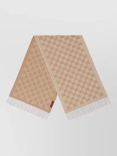 Gucci Luxurious Scarf Canvyture Lux Fringe Detail In Neutral
