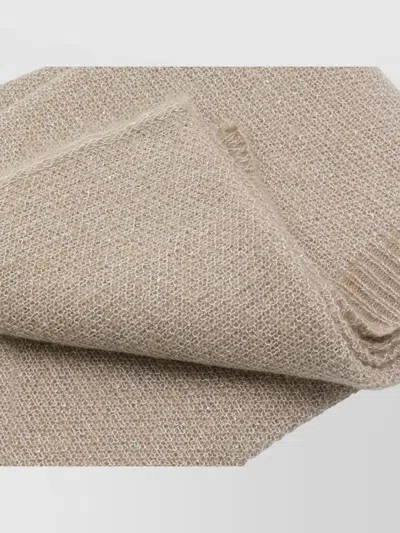 Fabiana Filippi Knit Scarf Neutral Tone Ribbed Edges In Brown