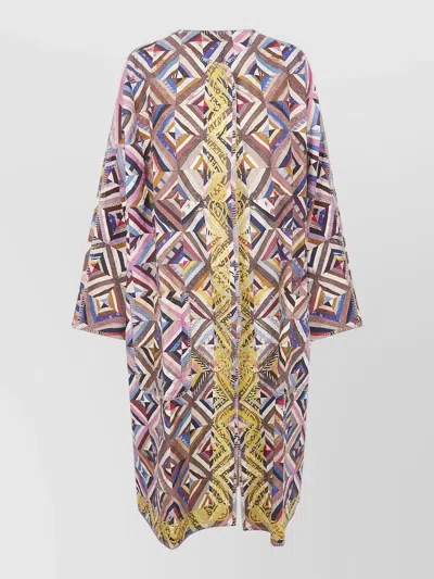 Pierre Louise Mascia Ricordo Long Sleeve Open Front Kimono In Brown