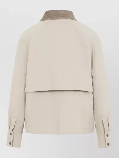 Brunello Cucinelli Hooded Parka Coat Contrast Collar Design In Gray