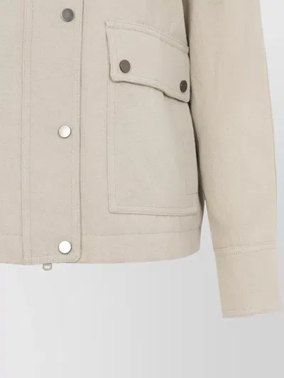 Brunello Cucinelli Hooded Parka Coat Contrast Collar Design In Gray