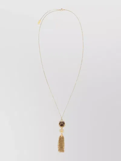 Chloé Metal Eternity Necklace Long Chain Pendant In Gold