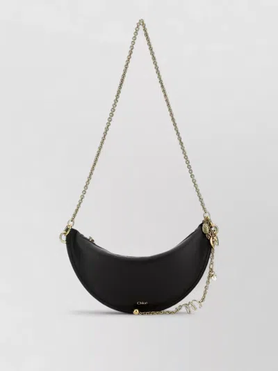 Chloé Leather Mini Halfmoon Shoulder Bag Charms In Black