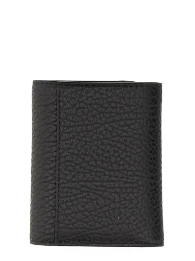Maison Margiela Leather Wallet With Four Stitches In Black