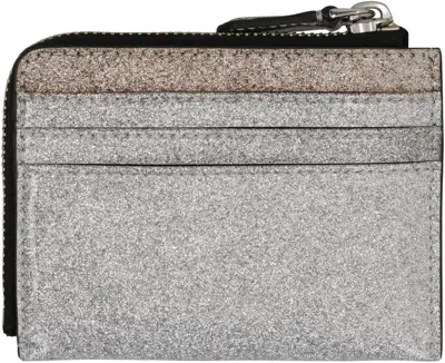 Marc Jacobs The Coated Glitter Everyday Top Zip Wallet In Gray