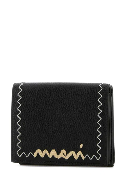 Marni Black Leather Wallet In Black