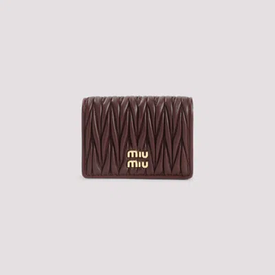 Miu Miu Bordeaux Lamb Leather Wallet In Brown