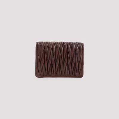 Miu Miu Bordeaux Lamb Leather Wallet In Brown