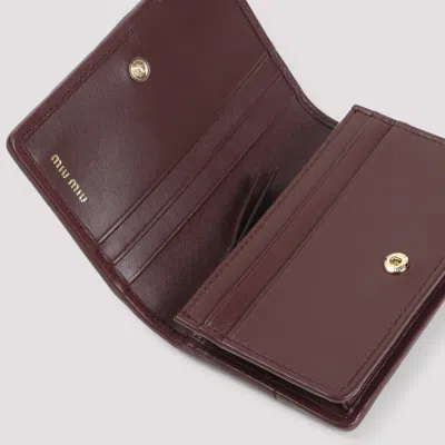 Miu Miu Bordeaux Lamb Leather Wallet In Brown