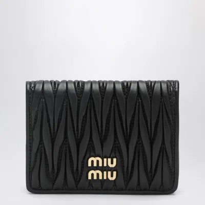 Miu Miu Compact Wallet In Black Quilted Nappa In Black