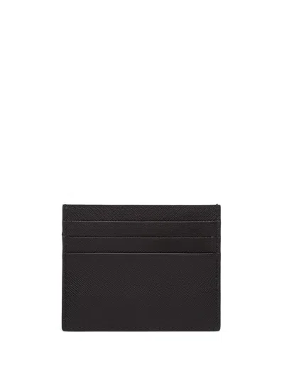 Prada Black Card Holder In Saffiano In Black