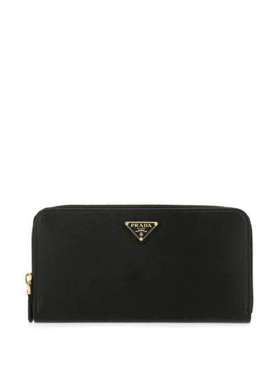 Prada Large Saffiano Leather Wallet In Black
