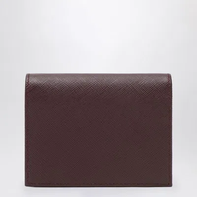 Prada Burgundy Saffiano Leather Small Wallet In Brown