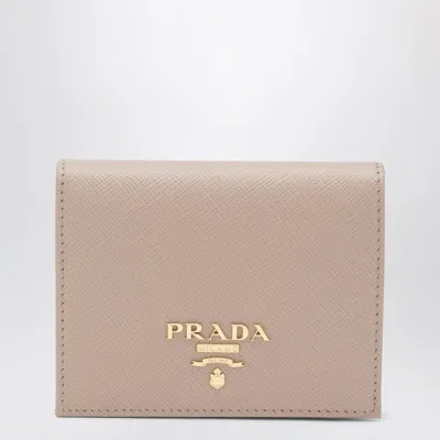 Prada Small Powder-pink Saffiano Wallet In Neutral