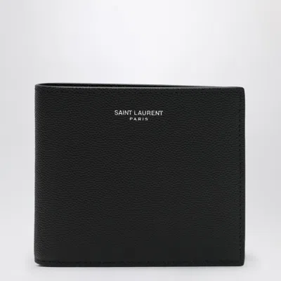 Saint Laurent Black East/west Wallet In Grain De Poudre Leather In Black