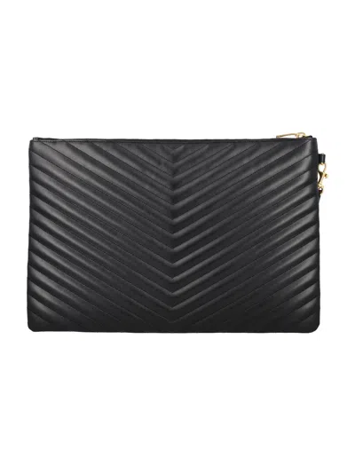 Saint Laurent Cassandre Leather Pouch In Black
