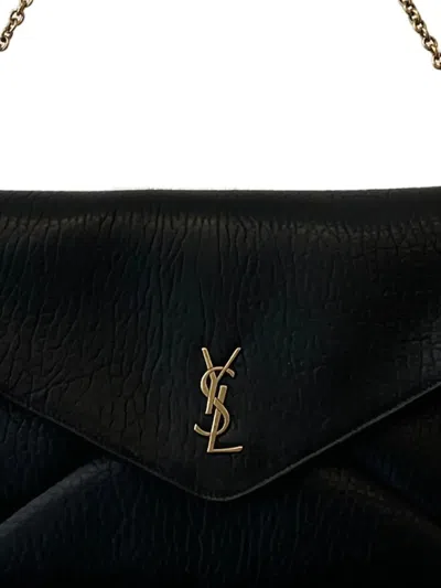 Saint Laurent Cassandre Xxl Envelope Pouch On Chain In Lambskin In Black