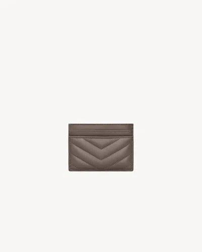 Saint Laurent Grey Cassandre Card Holder In Neutral