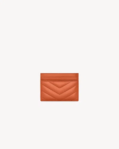 Saint Laurent Mandarin Cassandre Card Holder In Brown