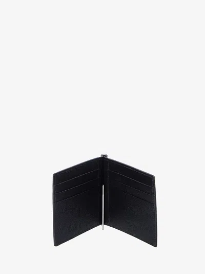 Saint Laurent Paris Bill Clip Wallet In Grain De Poudre Leather In Black