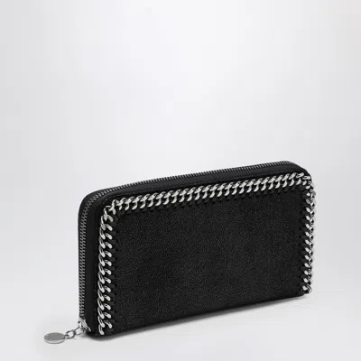 Stella Mccartney Stella Mc Cartney Black Zip Around Falabella Wallet In Black