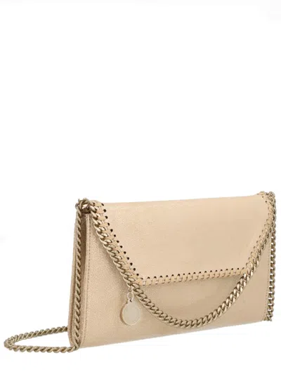 Stella Mccartney Falabella Airlite Gold Crossbody Wallet Bag In Neutral
