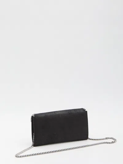 Stella Mccartney Falabella Continental Wallet With Chain In Black