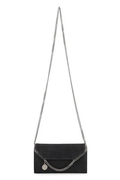 Stella Mccartney Falabella Continental Wallet With Chain In Black