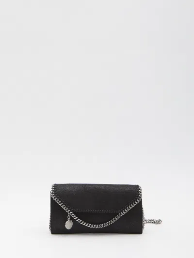 Stella Mccartney Falabella Continental Wallet With Chain In Black