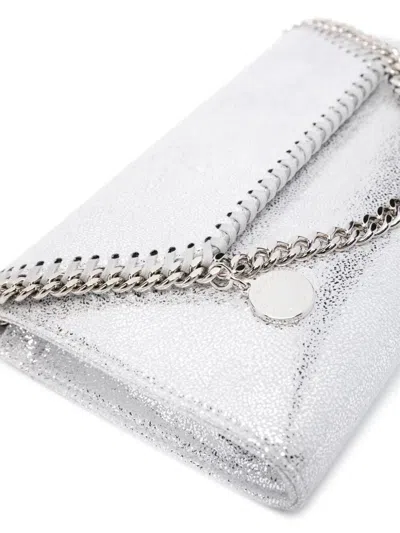 Stella Mccartney Metallic-finish Falabella Wallet Crossbody Bag In Silver