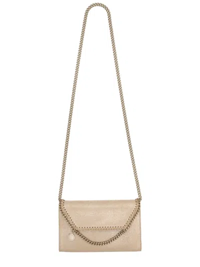 Stella Mccartney Falabella Airlite Gold Crossbody Wallet Bag In Neutral