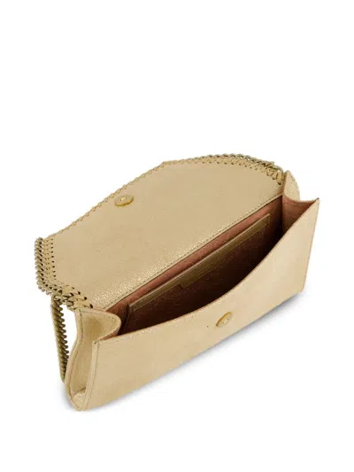 Stella Mccartney Falabella Airlite Gold Crossbody Wallet Bag In Neutral
