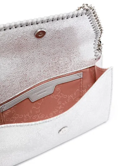 Stella Mccartney Metallic-finish Falabella Wallet Crossbody Bag In Silver