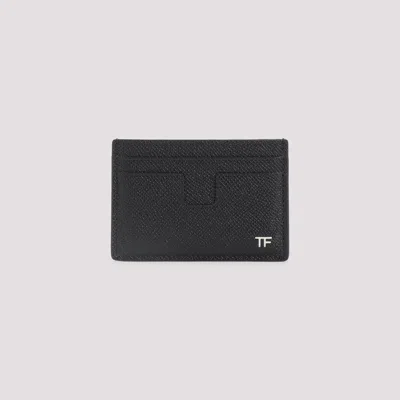 Tom Ford Black Calf Leather Card Holder In Black