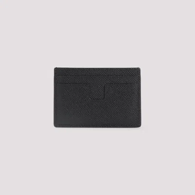 Tom Ford Black Calf Leather Card Holder In Black