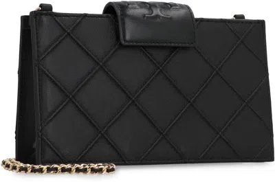 Tory Burch Fleming Leather Wallet On Chain In Black