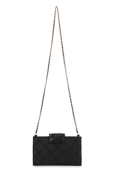 Tory Burch Fleming Leather Wallet On Chain In Black