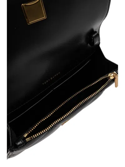 Tory Burch Mini Kira Diamond Quilt Top-handle Chain Wallet In Black