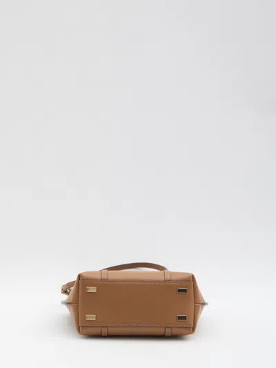 Tory Burch Mini Perry Zip-top Leather Tote Bag In Brown