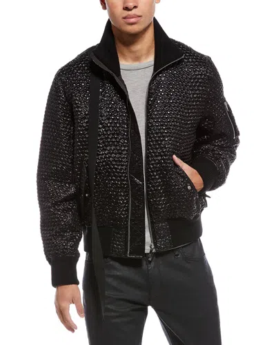 Helmut Lang Seatbelt Silk-blend Bomber Jacket In Black