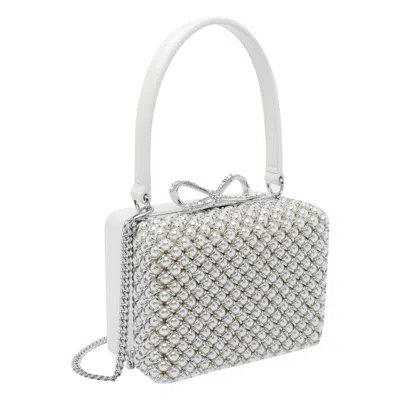 Self-portrait Micro Pearl Embellished Handbag In White