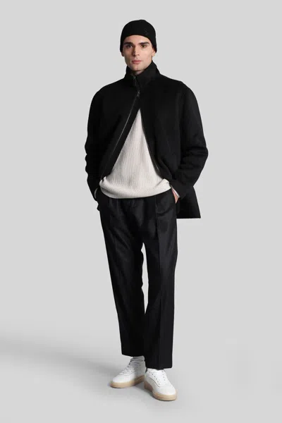 Grayed Car Coat  Casual Jacket In Black