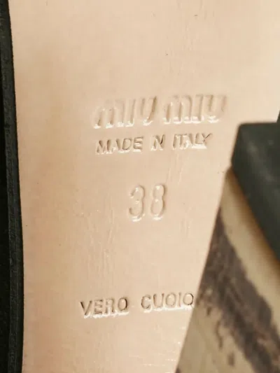 Pre-owned Miu Miu Lizard Embossed Platform Sandals In Neutral